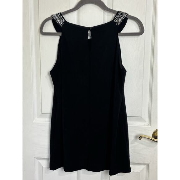 Onyx Moda Black Sleeveless Rhinestone Top Size Medium Classic Going Out Top USA - Picture 2 of 6